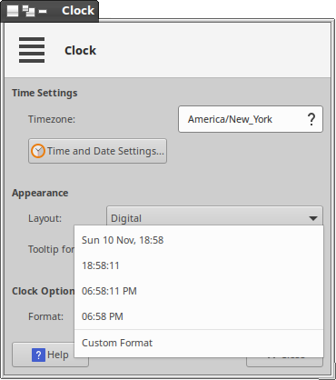  These are the available clock formats 