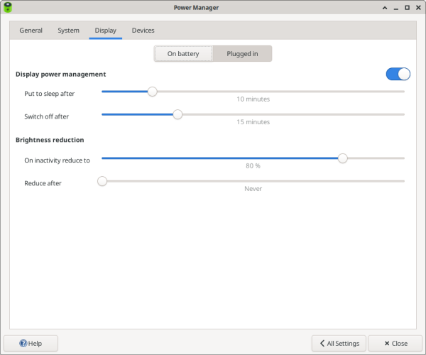 Power Manager Preferences Display Tab Power Manager Preferences Display Tab