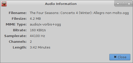File Properties - Audio Tab -> Properties