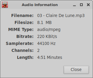 File Properties - Audio Tab -> Properties