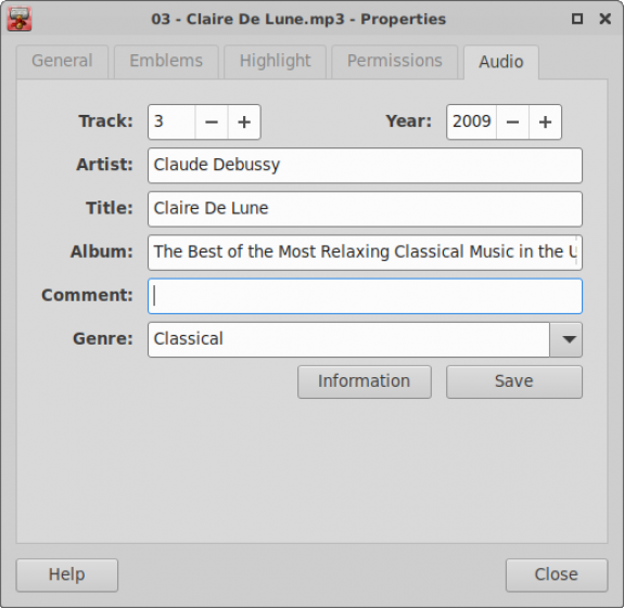 ile Properties Audio Tab