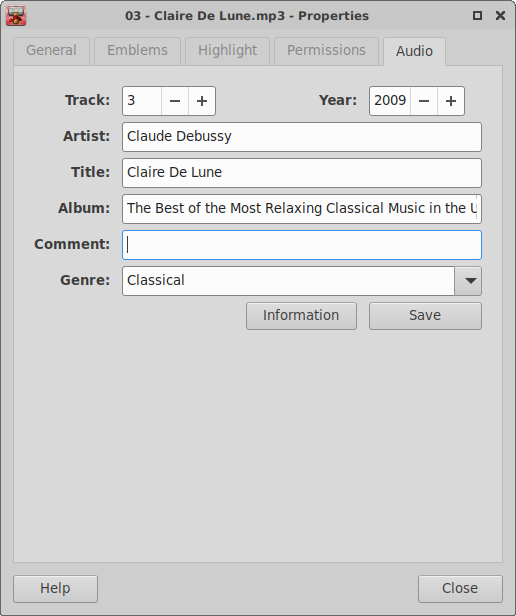 File Properties Audio Tab